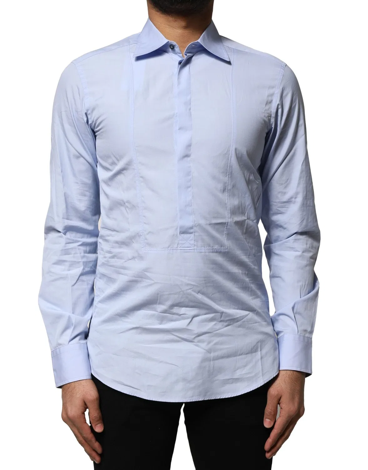 Мужская рубашка классическая с длинным рукавом Light Blue Cotton Long Sleeves Dress Shirt Dolce & Gabbana, Light Blue