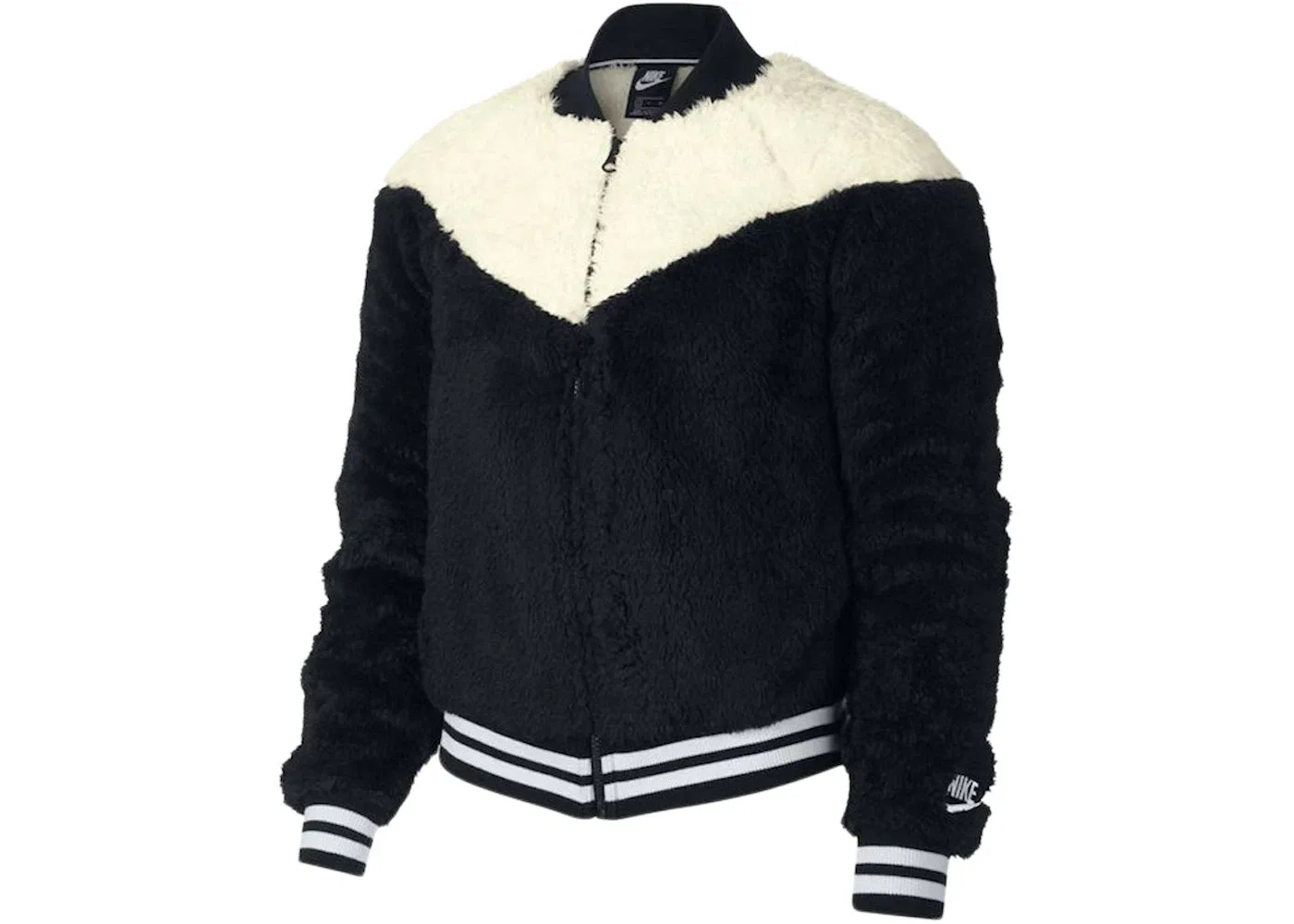 Женская куртка-бомбер из флиса Nike NSW Sherpa, Black/White