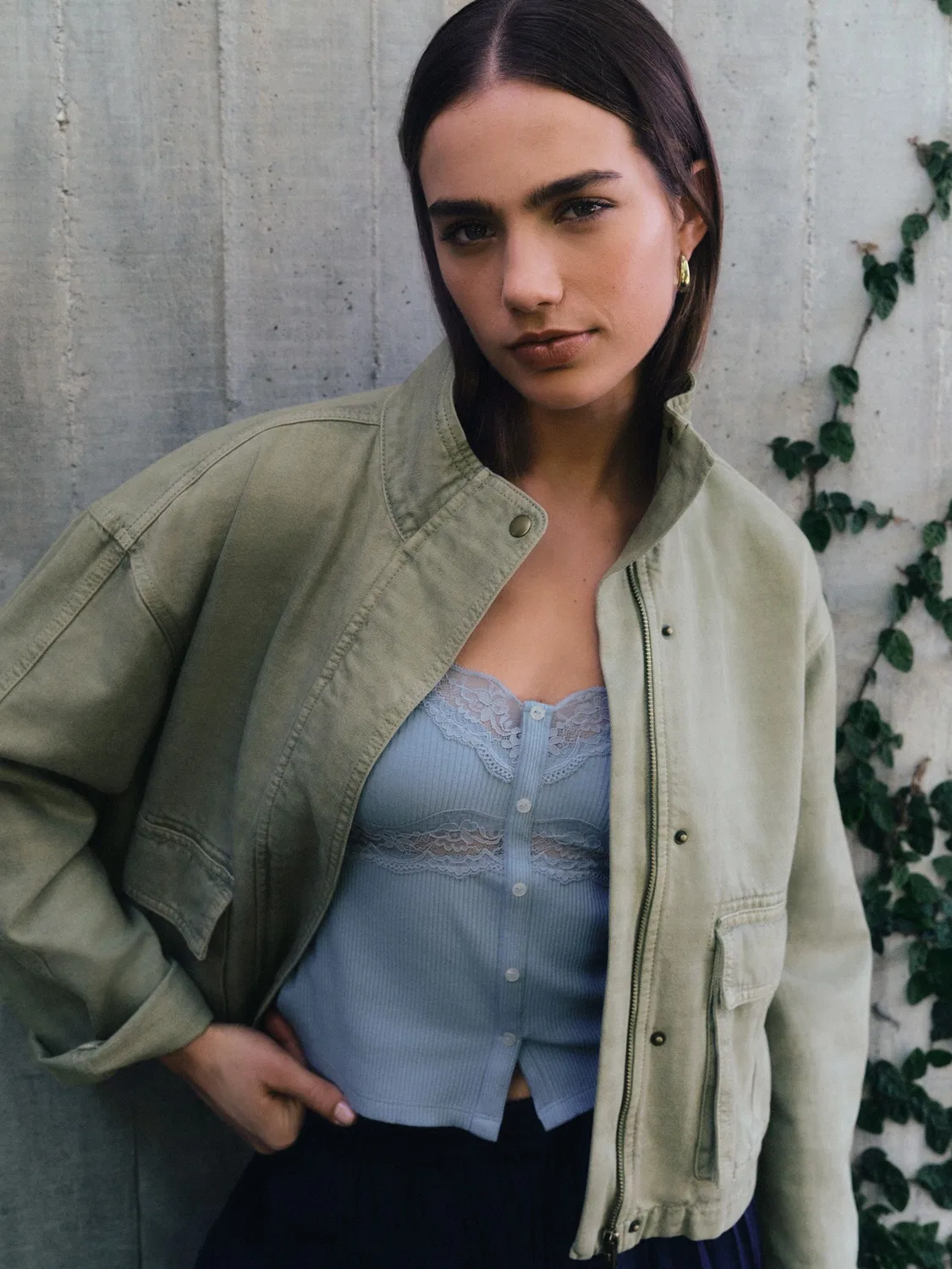 Утилитарная куртка с воротником-воронкой, Khaki Green Next