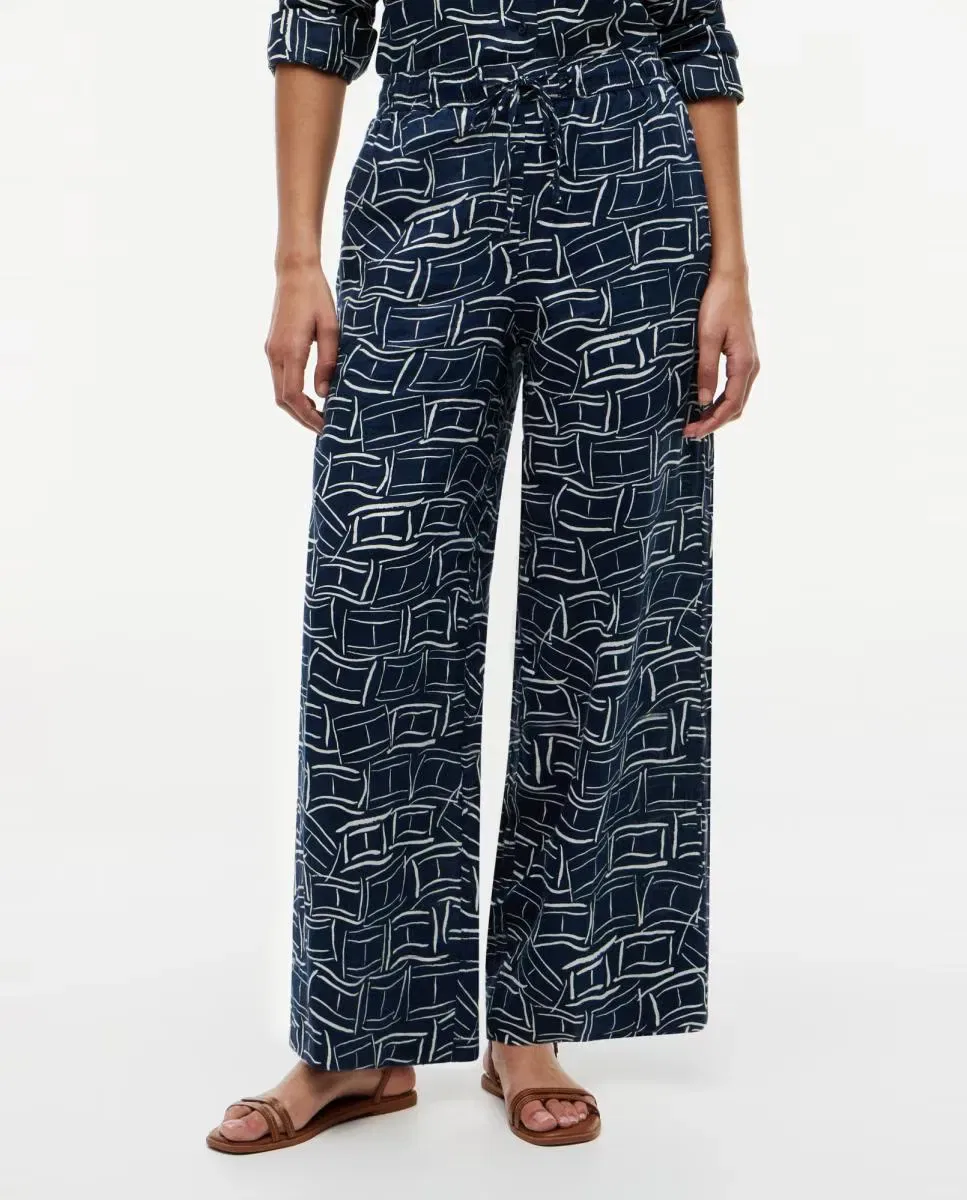 Женские широкие брюки из льна Tommy Hilfiger, Azul Marino — фото 2