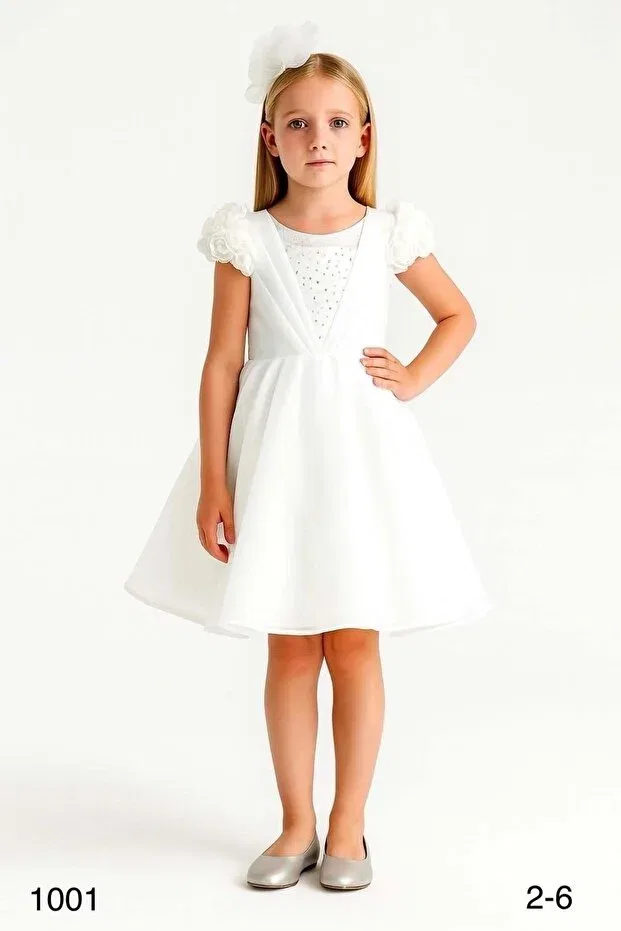 Детское платье для девочек с коротким рукавом Miss Helina, White