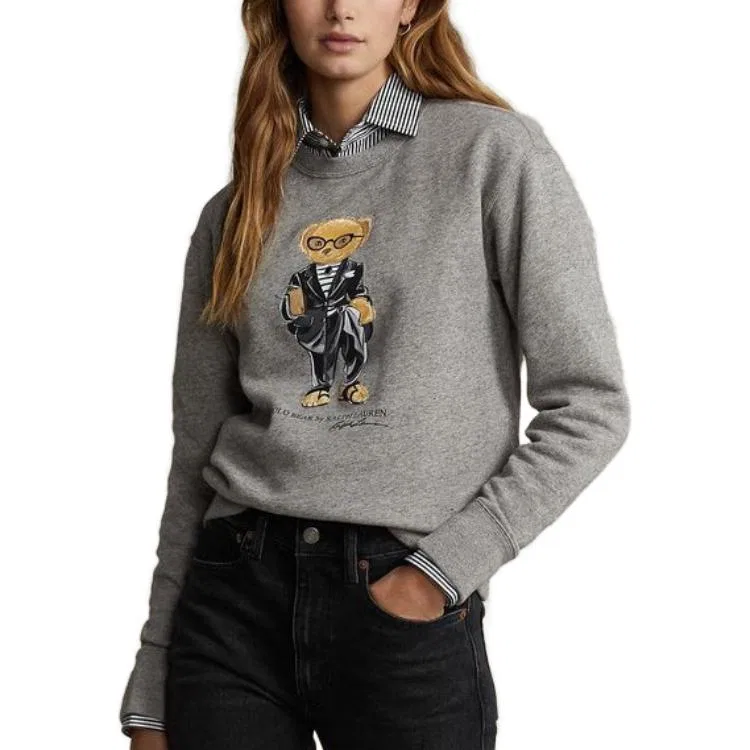 Женская толстовка с логотипом Polo Ralph Lauren, Серый — фото 3