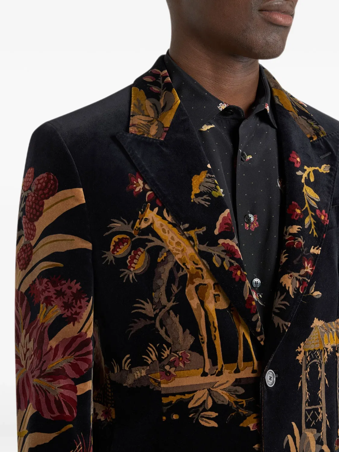 ETRO Однобортный бархатный пиджак черный — фото 2