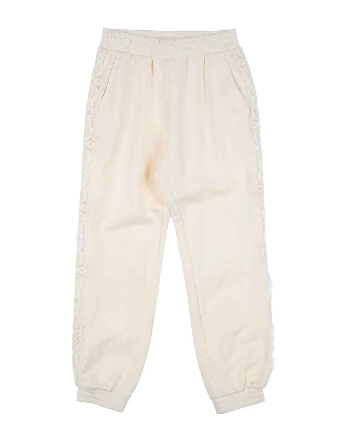 Спортивные брюки с кружевом Ermanno Scervino, айвори