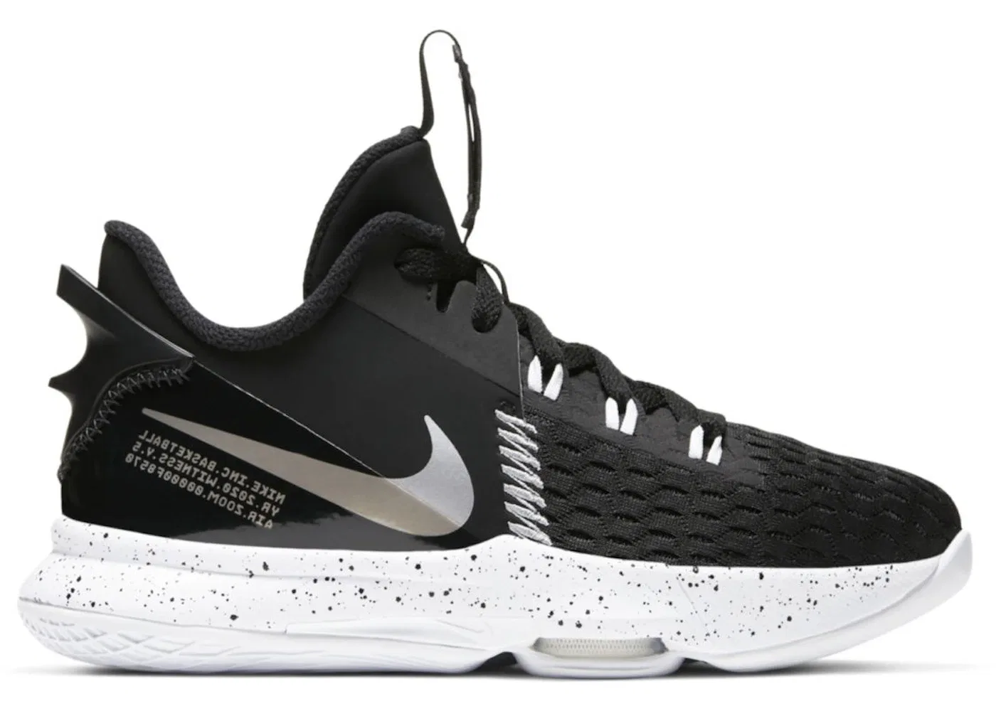 Детские кроссовки для мальчиков с липучкой Nike LeBron Witness 5, Black/White/Metallic Silver