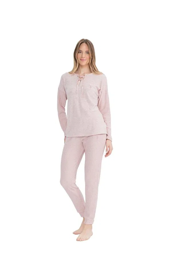Женский комплект пижам с длинным рукавом Basics U.S. Polo Assn., Pink Melange
