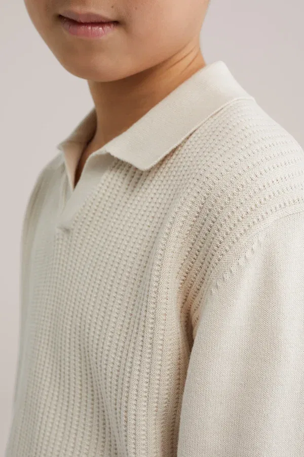 Блуза с длинным рукавом из хлопка Long sleeved top We Fashion, beige, бежевый — фото 3
