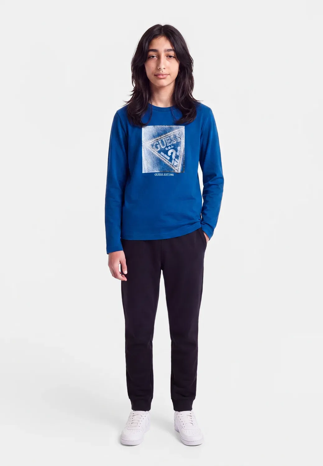 Логотип - футболка с длинными рукавами Guess, Blue