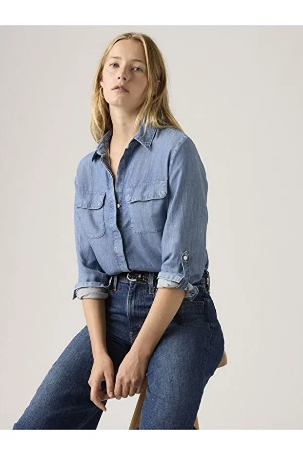Женская рубашка с длинным рукавом Elaine utility shirt Levi'S, Blue — фото 4