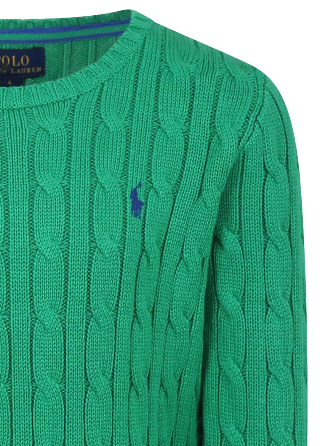 Свитер из хлопка с косичками Polo Ralph Lauren, зеленый — фото 2