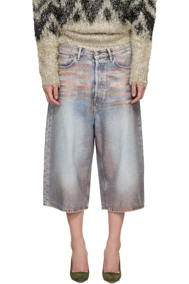 Синие блестящие джинсовые шорты Рассвет Acne Studios