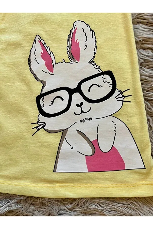 Детское платье для девочек с воланами Summer ruffled sleeve rabbit girl dress Enes Baby, Sarı — фото 2
