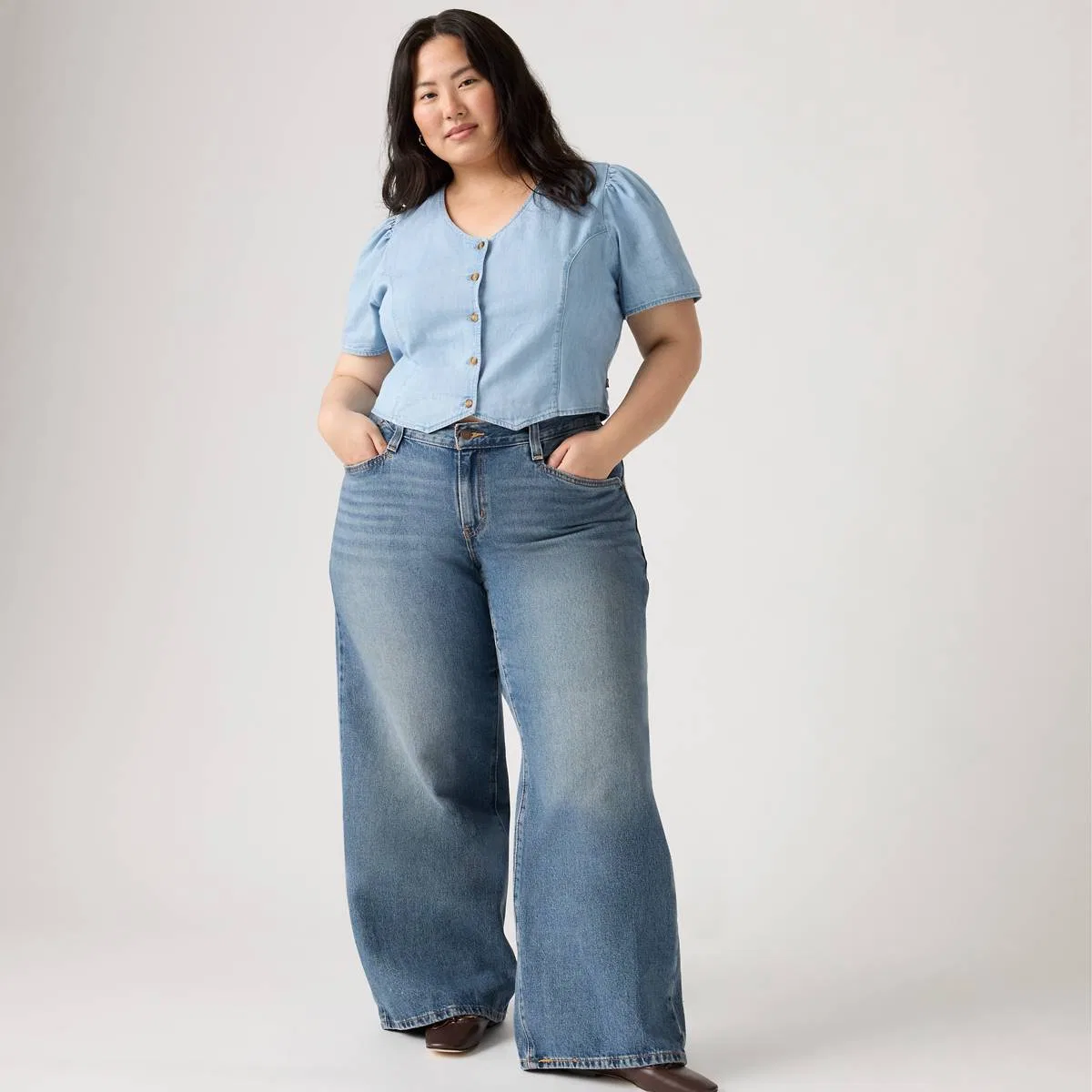 широкие джинсы-клеш 94 для женщин (большого размера) Levi's, Beautiful Target Plu - Medium Wash