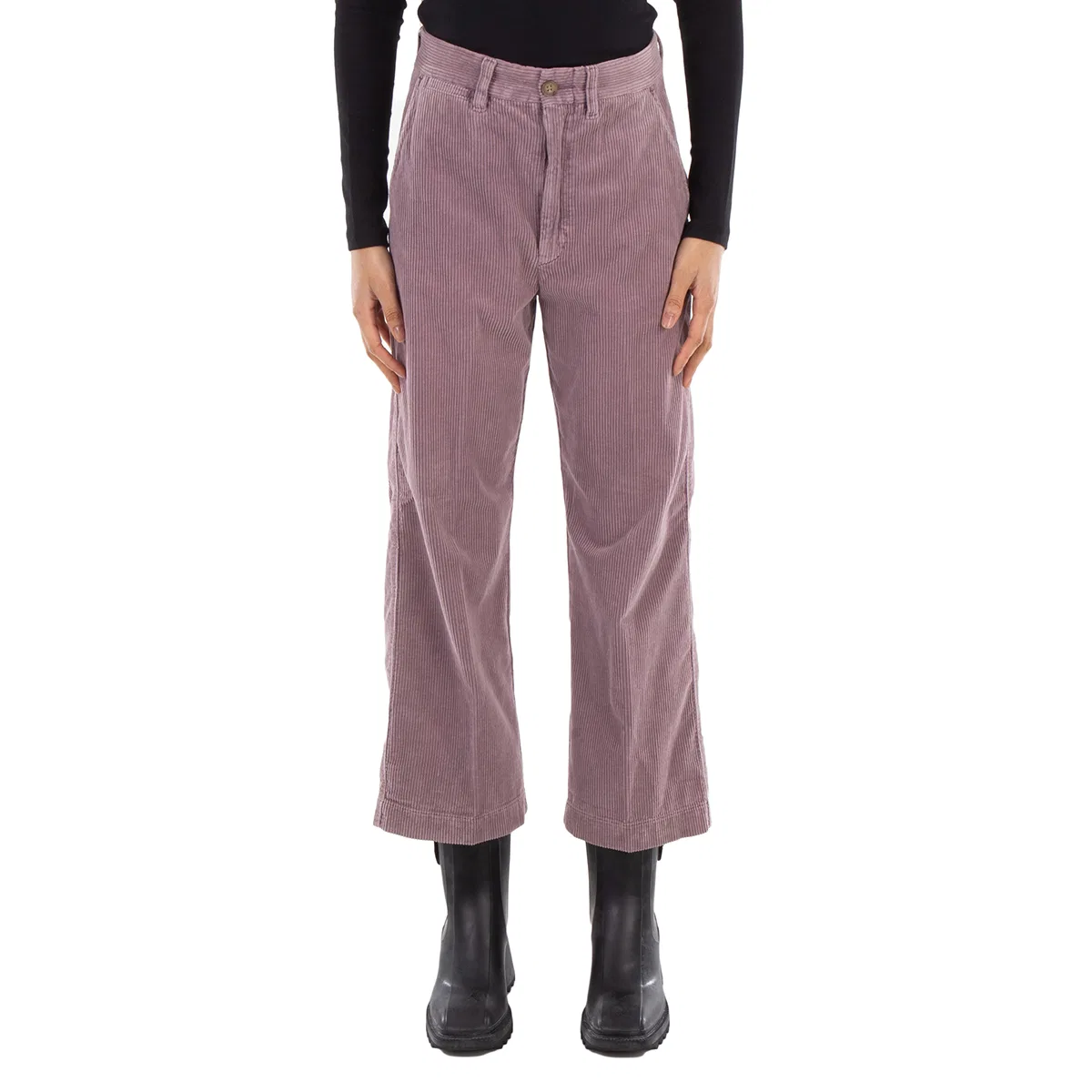 Брюки женские из хлопкового вельвета с высокой посадкой High-Waist Cotton Pants Polo Ralph Lauren, Light Pastel Purple