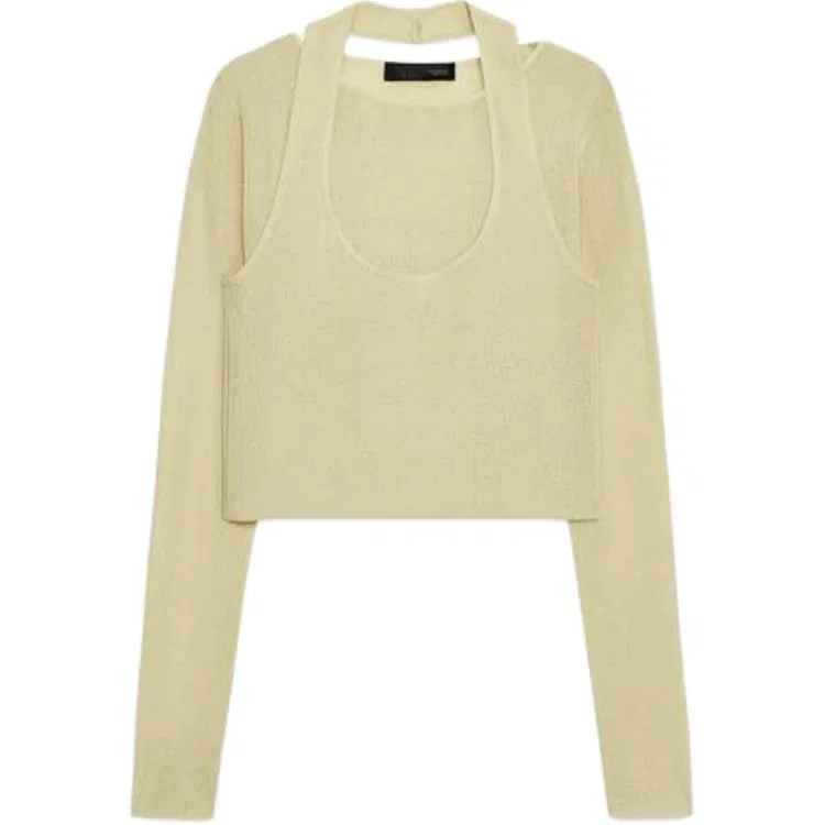 Женский свитер с круглым вырезом Bright Ginger Yellow ZARA, Ярко-имбирно-желтый