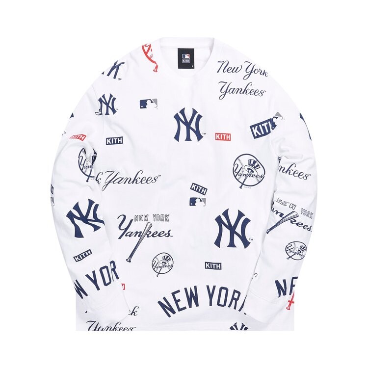 

Лонгслив Kith For Major League Baseball New York Yankees All Over Long-Sleeve Tee 'White', белый