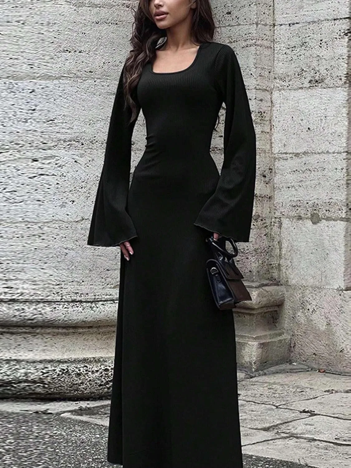 Женское облегающее платье макси с открытой спиной, Black — фото 3