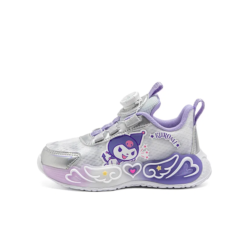 Кроссовки Hello Kitty с защитой от истирания, амортизацией, дышащие, легкие, с эффектом пружинистости и увеличения роста Sanrio, Silver Purple-Kuromi