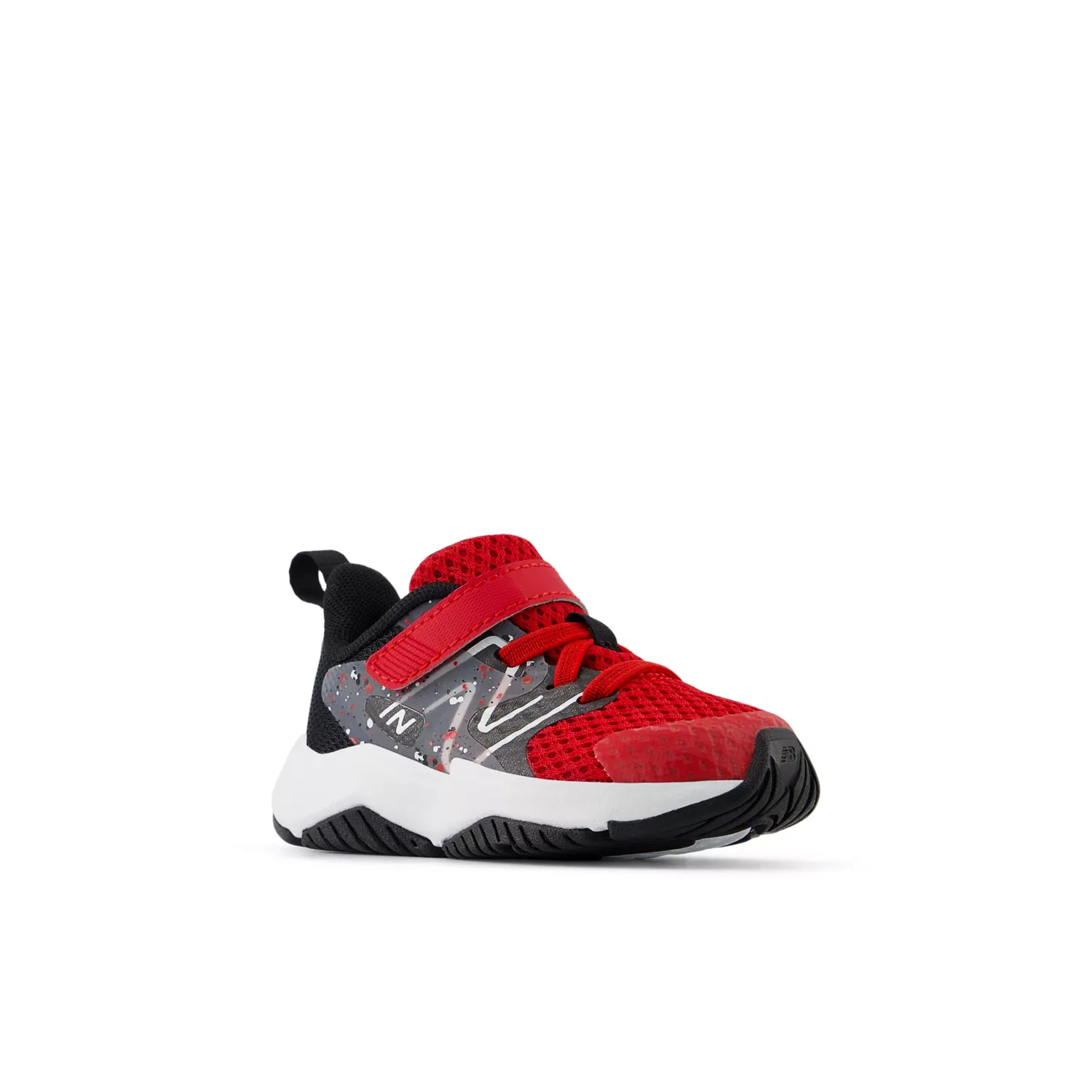 Детские кроссовки на шнурках с верхней застежкой Rave Run v2 Bungee Lace with Top Strap New Balance, Team Red With Black And Black Cement — фото 2