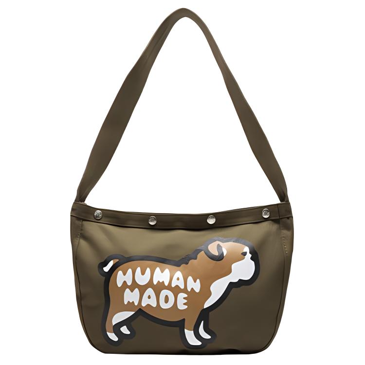 

Хлопковая холщовая сумка, плечевая сумка, кроссбоди унисекс зеленый HUMAN MADE