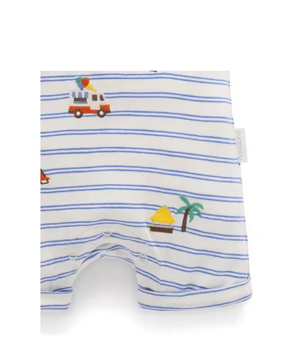 Детский комбинезон для мальчиков с коротким рукавом Purebaby, Pacific Mini Stripe — фото 4