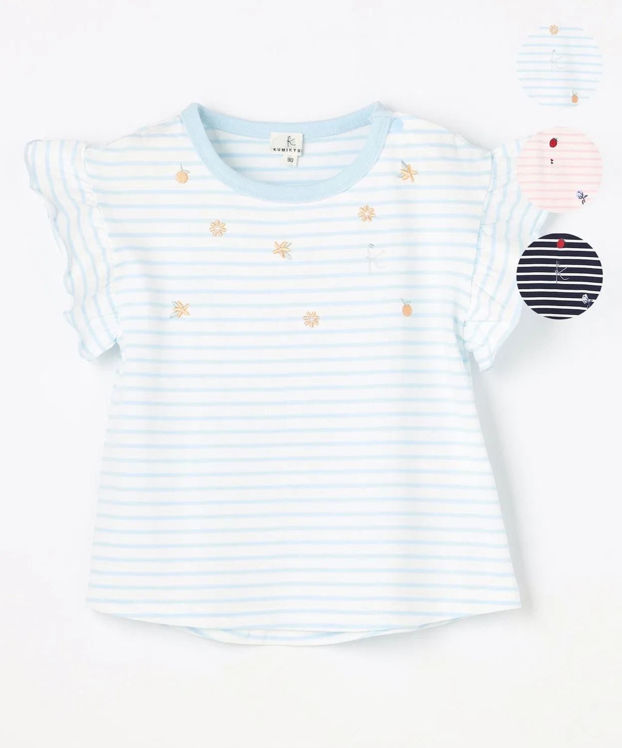 Детская футболка с принтом Fruit Embroidery Kumikyoku KIDS, Sax Blue