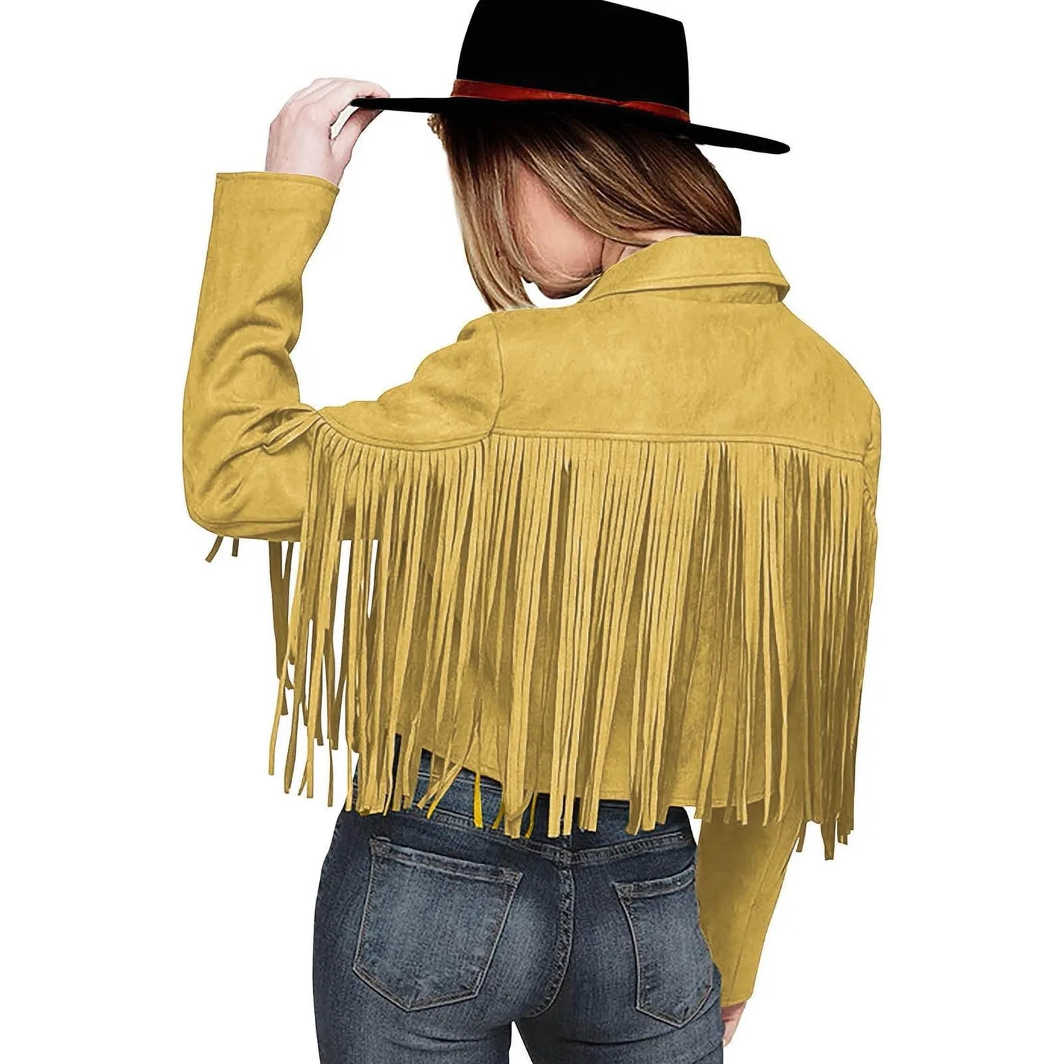 Женская куртка с бахромой Vintage Cowgirl Outfits, Z02 Giallo