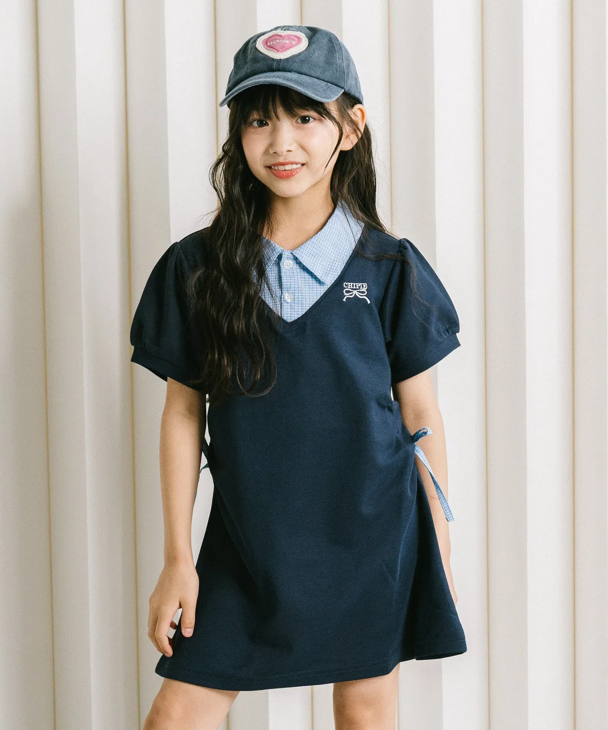 Детское платье для девочек с длинным рукавом модель Check Shirt Docking URBAN CHERRY, Navy — фото 3