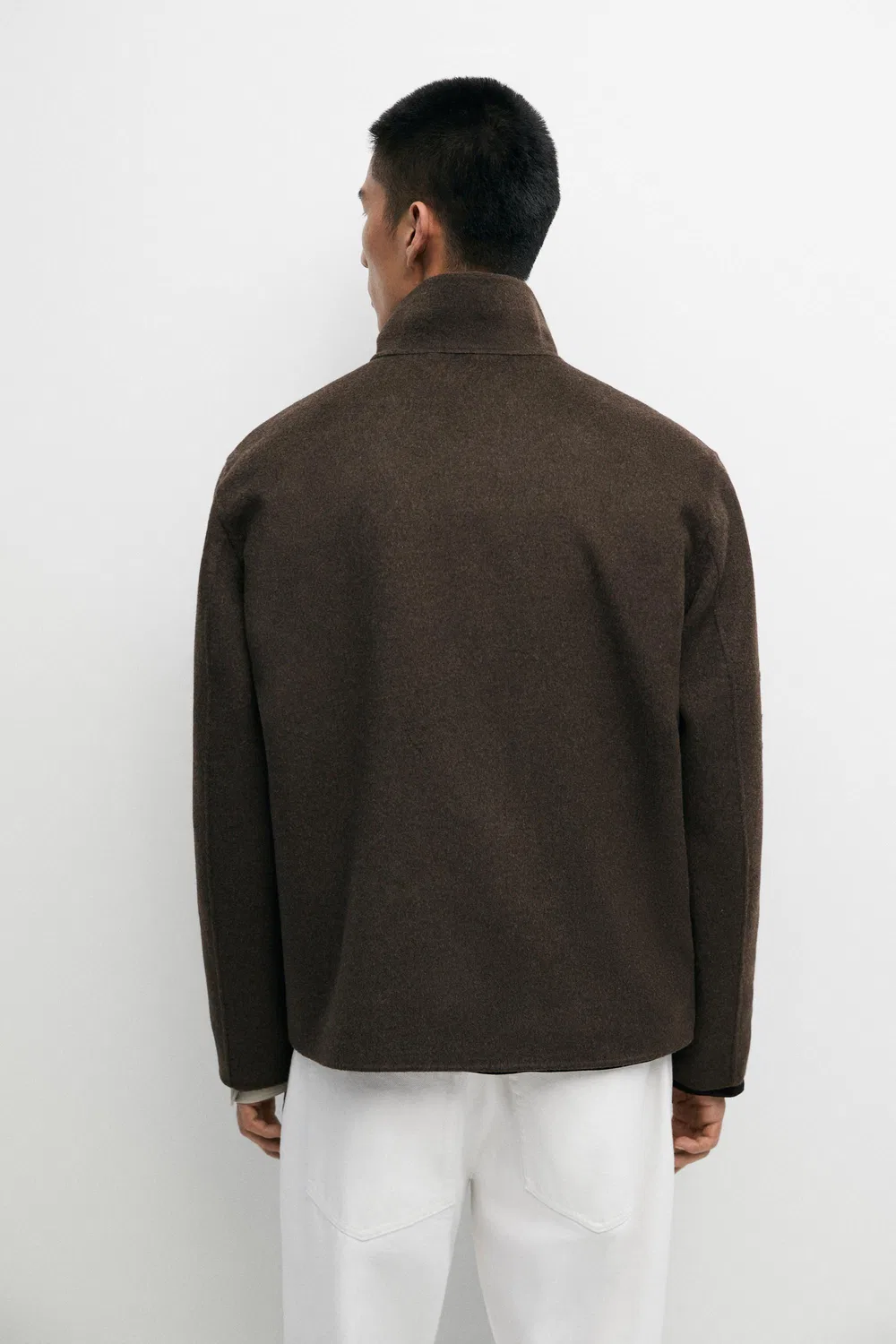 Куртка Massimo Dutti Wool Blend Double Fabric High Neck, коричневый — фото 4