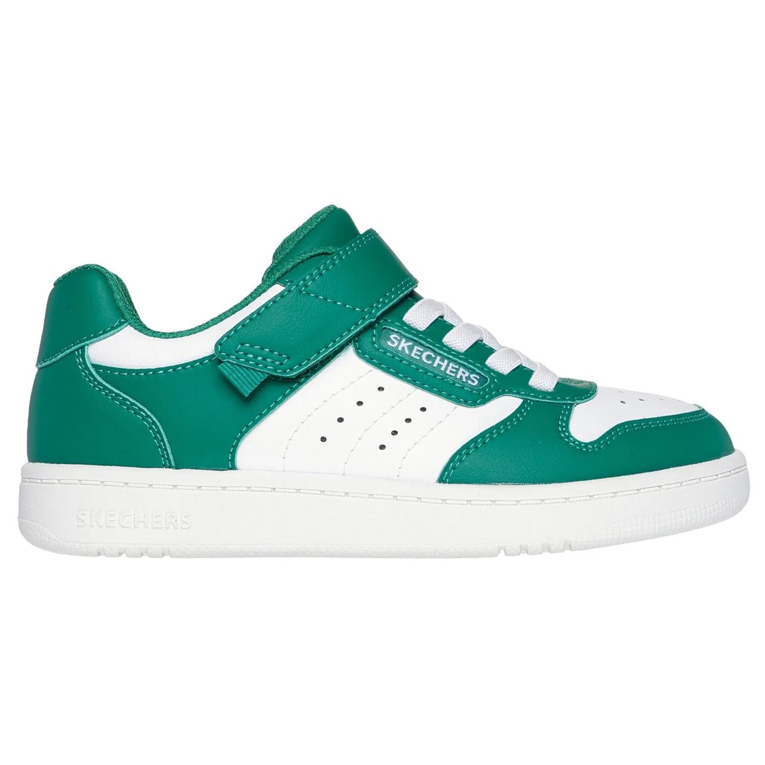 Детские ретро кроссовки с кожаным верхом Quick Street Skechers, Green/White — фото 4