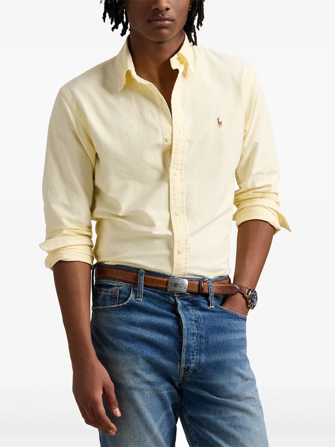 Хлопковая рубашка Polo Ralph Lauren, нейтральный — фото 4