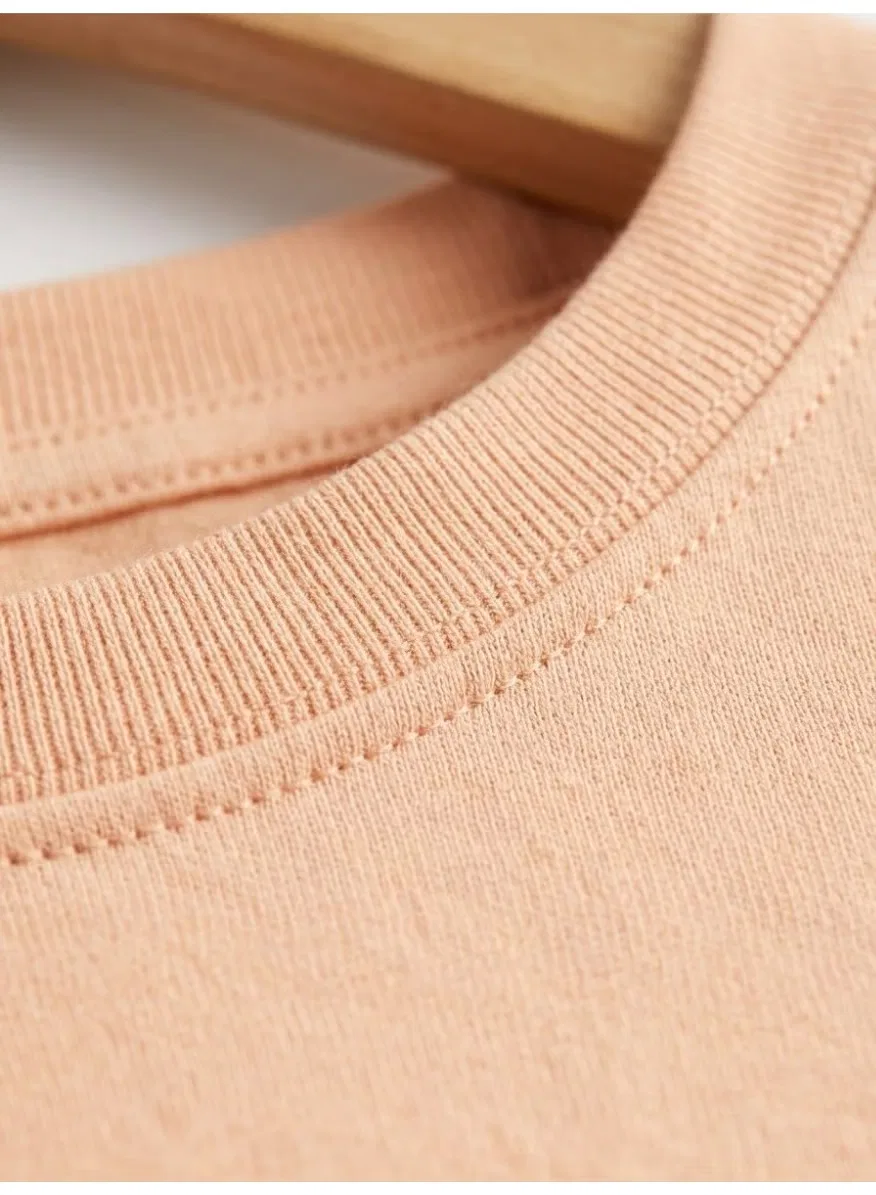 Футболка оверсайз с коротким рукавом Zara, персиковый — фото 3