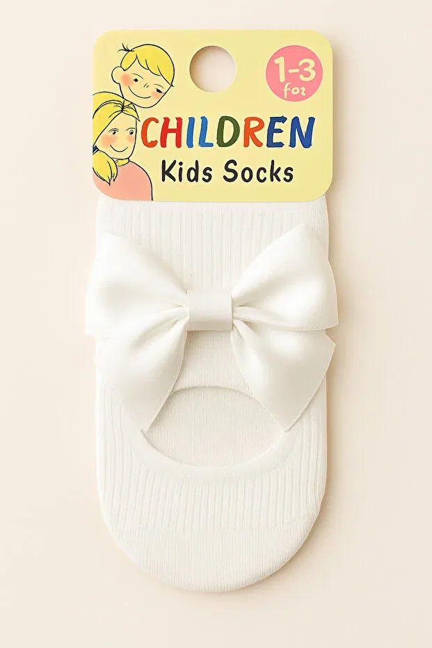 Детские носки для девочек с бантом Bb, White
