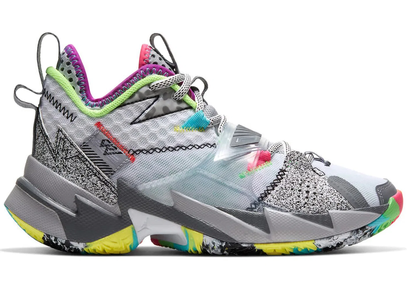 Детские кроссовки для баскетбола с поддержкой Jordan Why Not Zer0.3 Jordan, White/White-Cool Grey-Wolf Grey