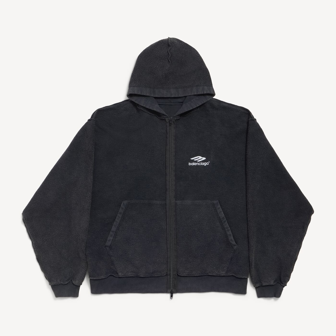 Толстовка Balenciaga 3b Sports Icon Inside-Out Zip-Up, выцветший черный