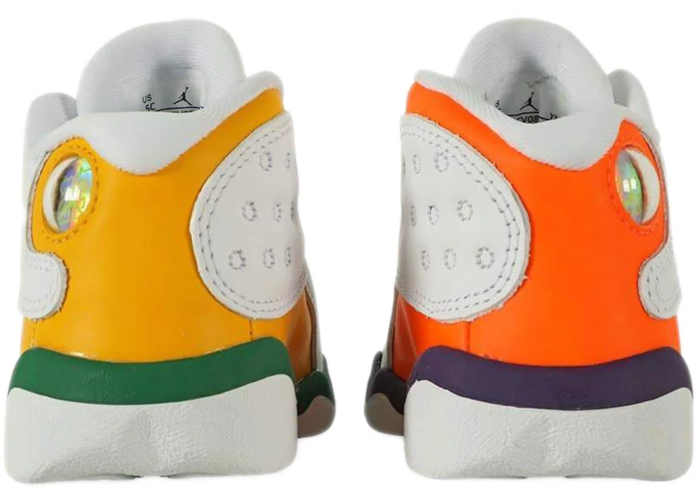 Детские кроссовки Lifestyle с принтом Jordan 13 Retro Jordan, White/Black-Court Purple-Total Orange-Pine Green — фото 2