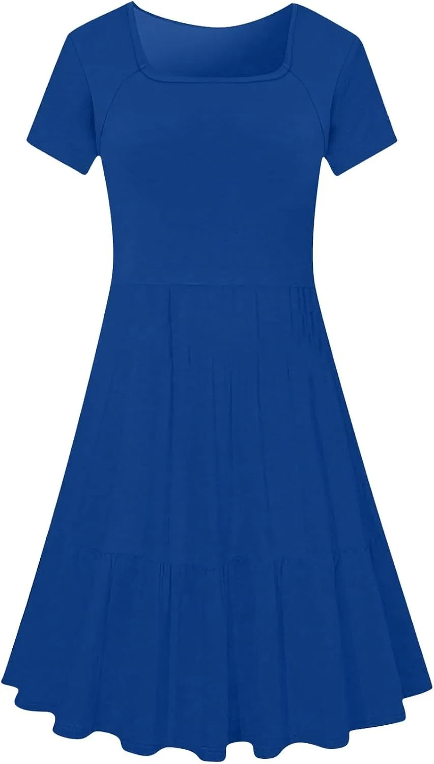 Женское летнее платье с квадратным вырезом Babydoll, Blue — фото 4
