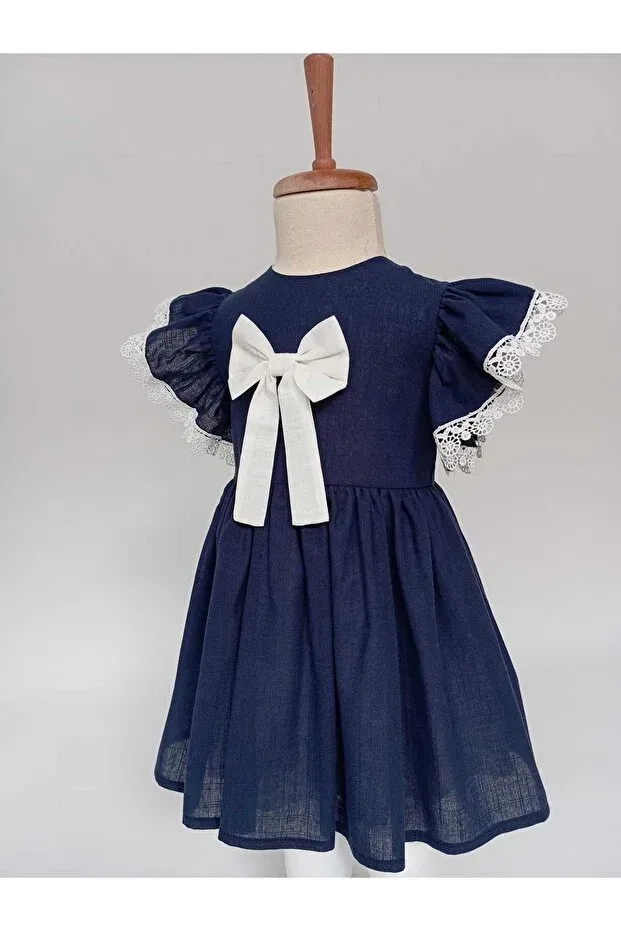 Детское платье для девочек с коротким рукавом Baby, Navy Blue — фото 4