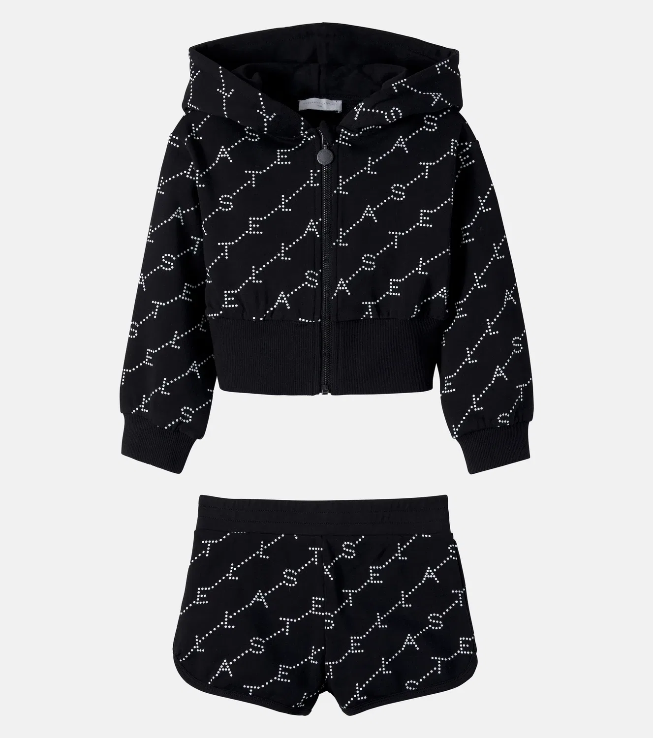 Комплект из флисовых худи и шорт с логотипом Stella Mccartney Kids, черный — фото 4