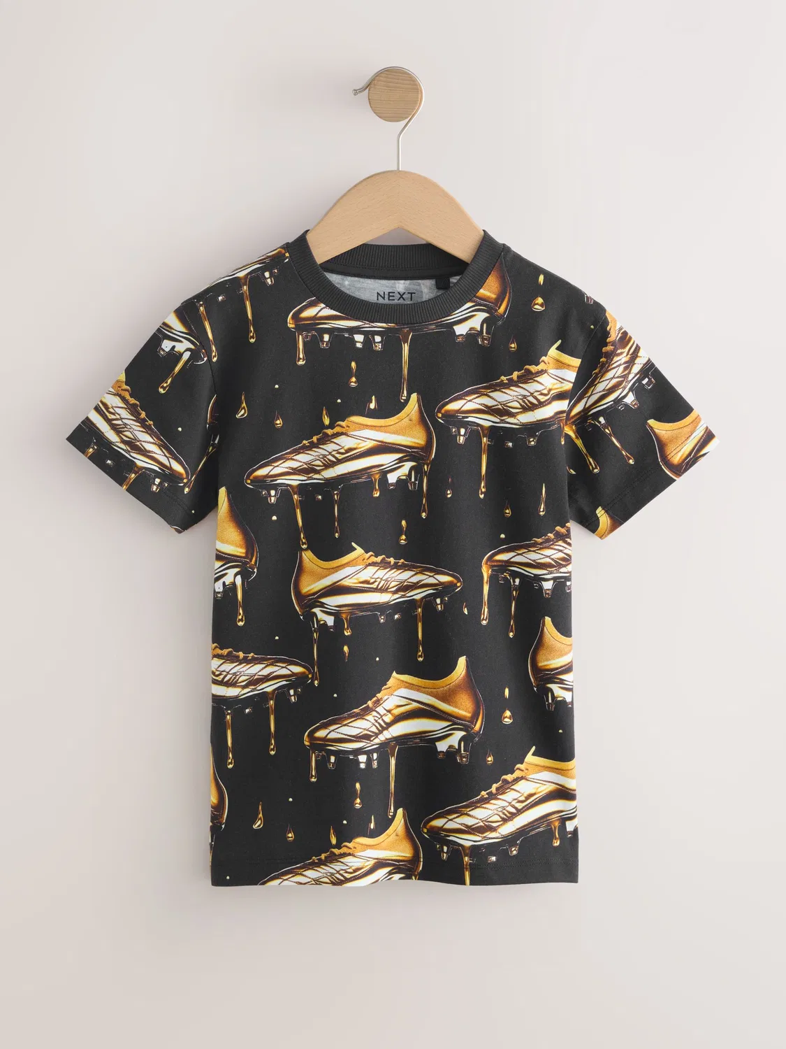 Футболка с принтом, короткий рукав, Black/Gold Next