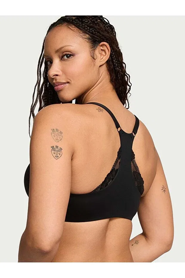 Женский бюстгальтер кружевной Perfect Shape Lace Racerback Gathering Bra Victoria'S Secret, Black — фото 3
