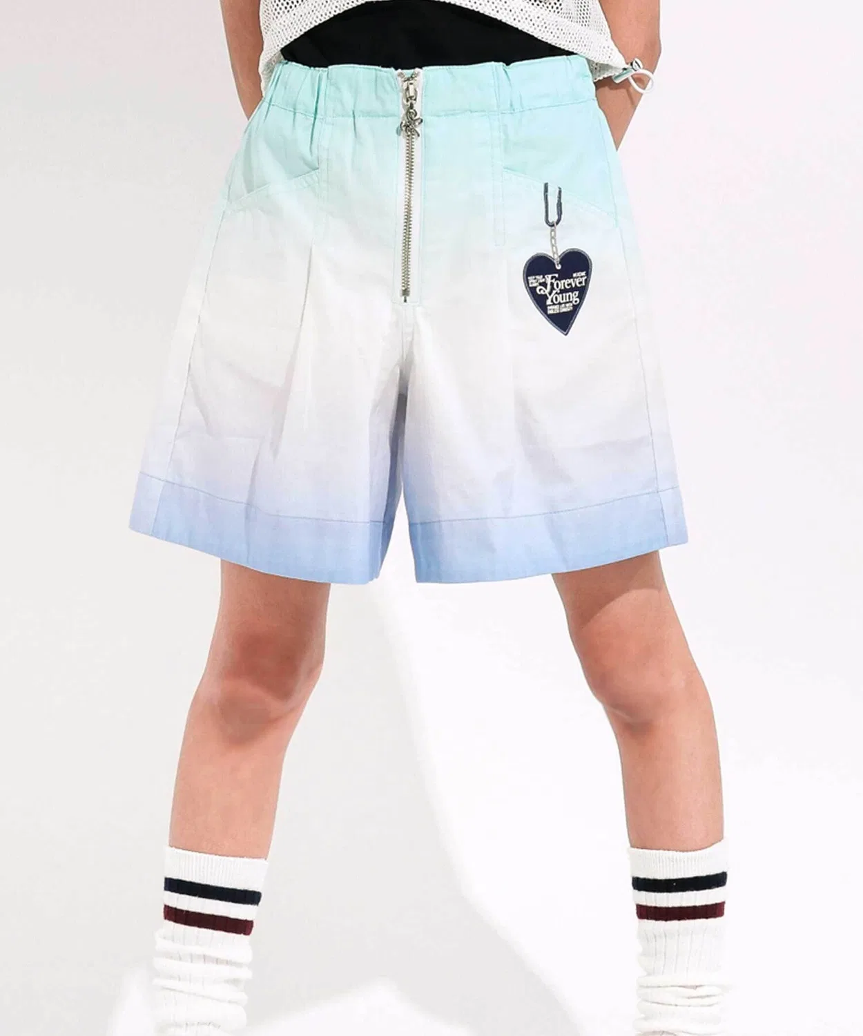 Детские шорты для девочек с градиентным принтом, модель Gradient Twill Wide Short Pants, nexchic, Green