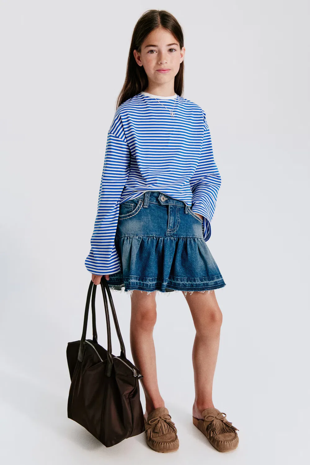 Расклешенная джинсовая юбка H&M, Denimblau