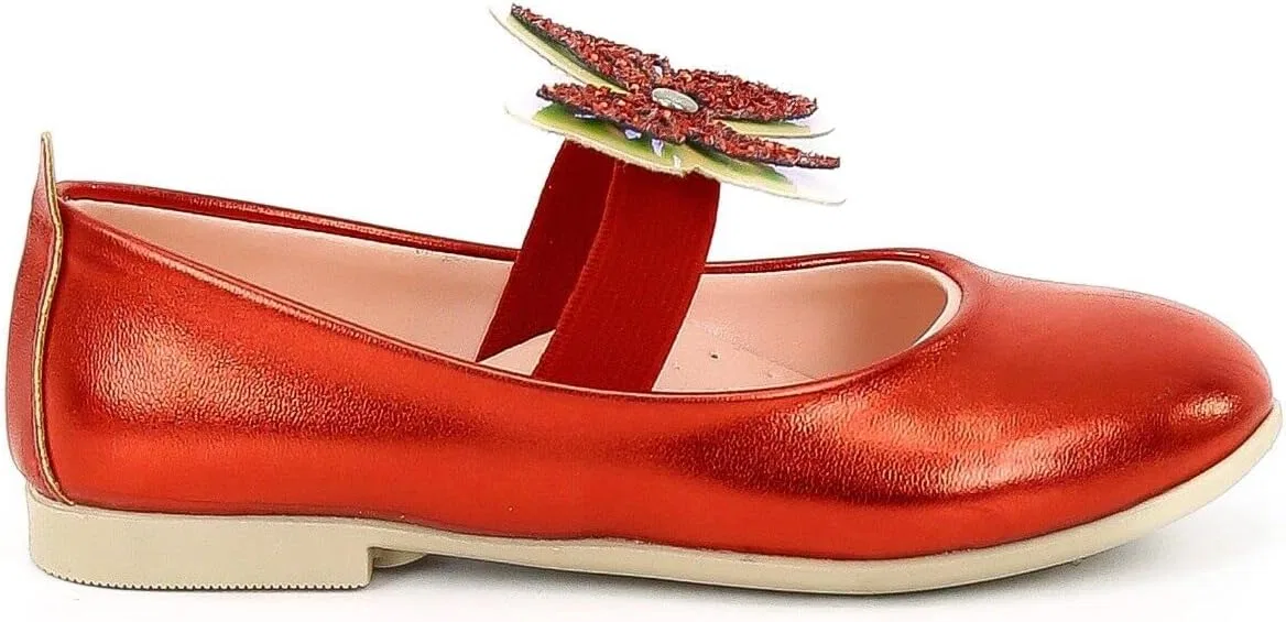 Детские туфли-балетки для девочек с блестками Mary Janes SIRRI, Red — фото 4