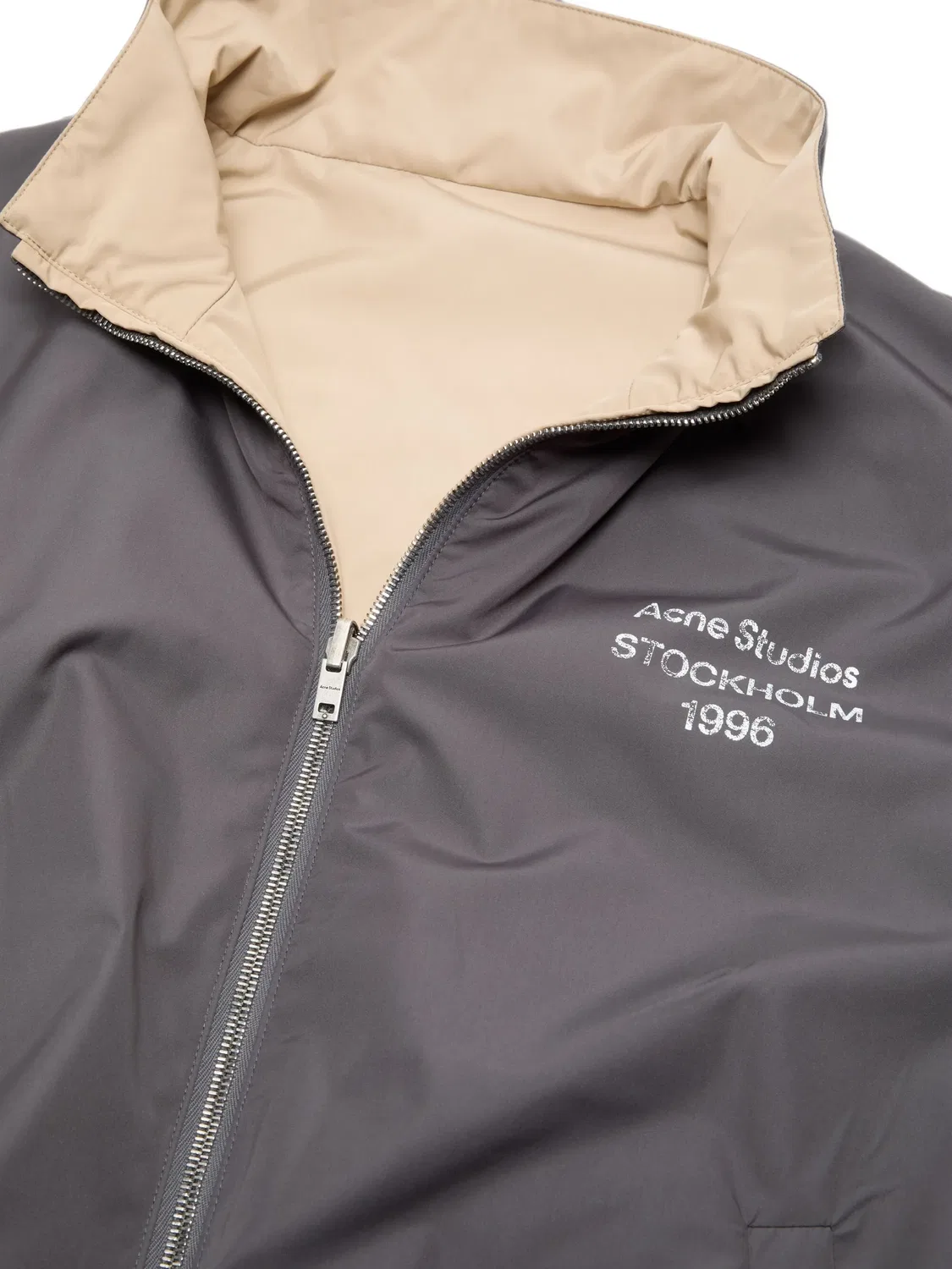 Двусторонняя куртка с логотипом Acne Studios, нейтральные цвета — фото 3