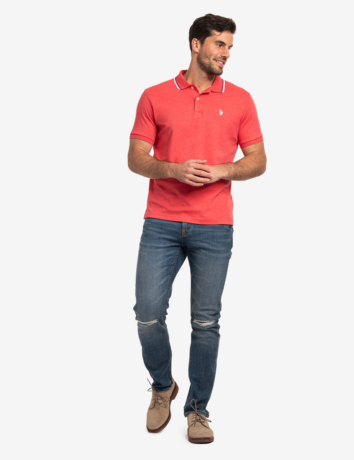 Футболка поло U.S. Polo Assn. Slim Fit Tipped Interlock, красный — фото 2