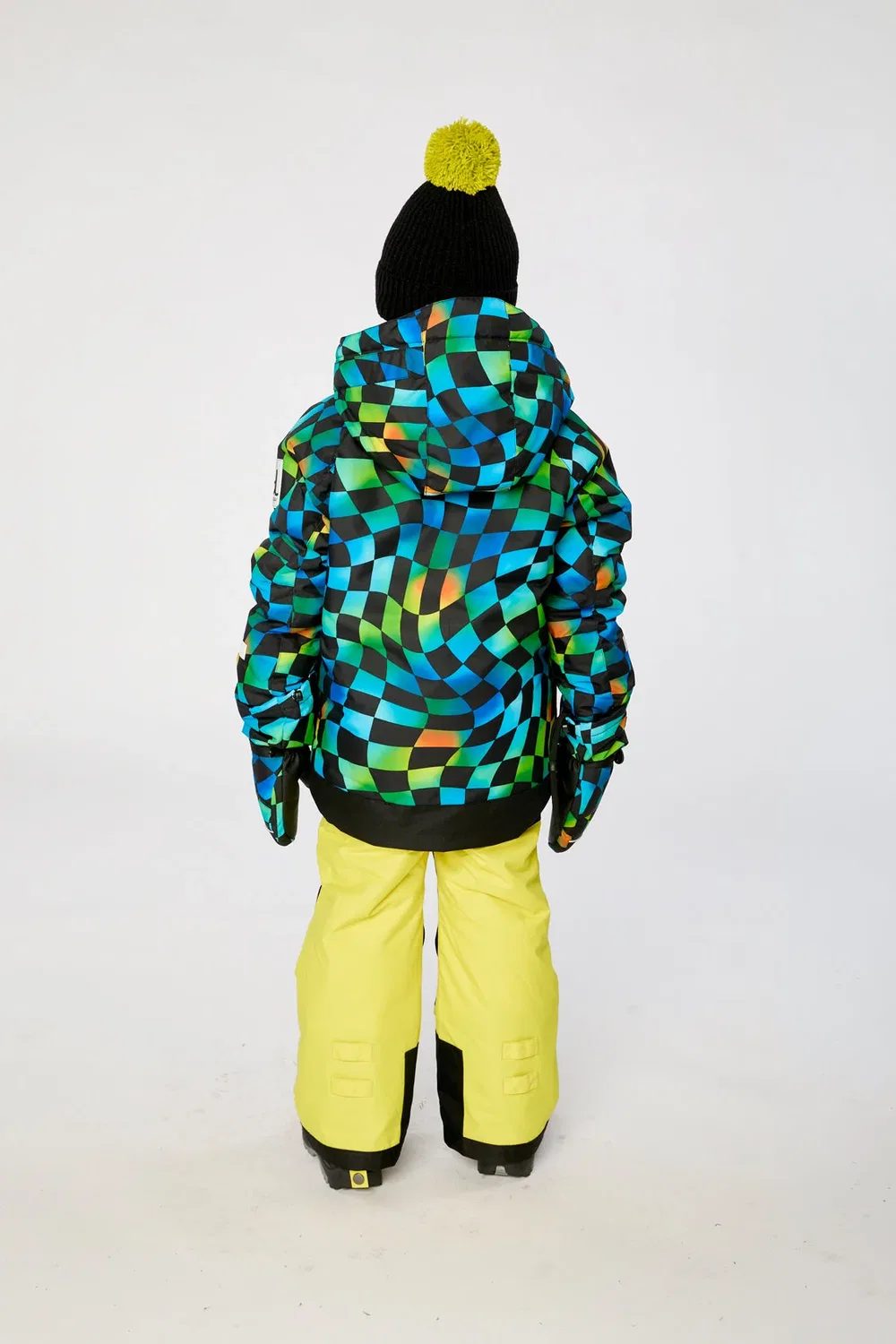Детский комбинезон для мальчиков зимний утепленный Two Piece Play Snowsuit Deux par Deux, Green Yellow And Blue Checkerboard — фото 4