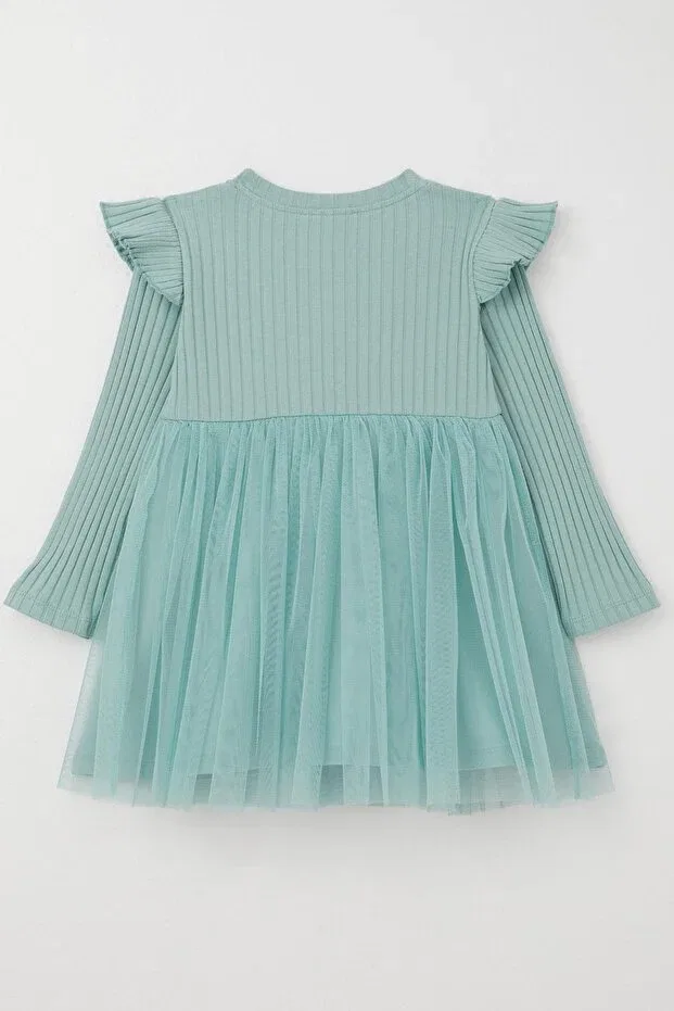 Детское платье для девочек с длинным рукавом Breeze, Mint Green — фото 2
