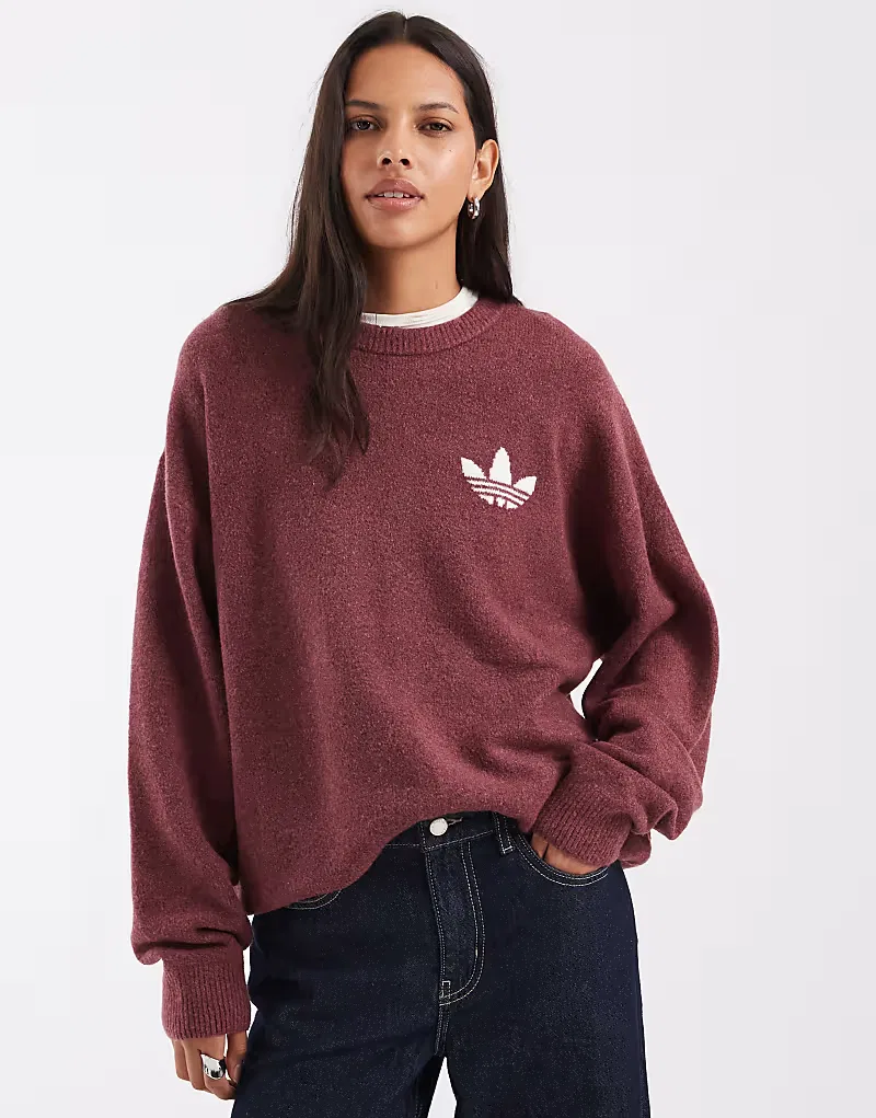 Вязаный джемпер Adidas Originals нежно-бордового — фото 2