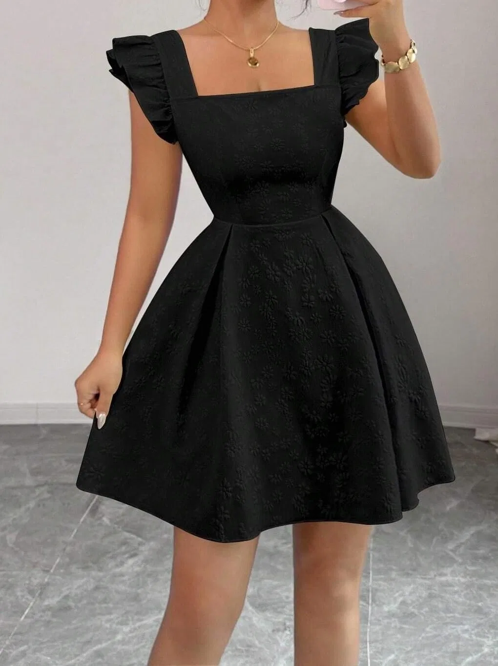 Женское повседневное платье A-силуэта с открытой спиной, Black — фото 2